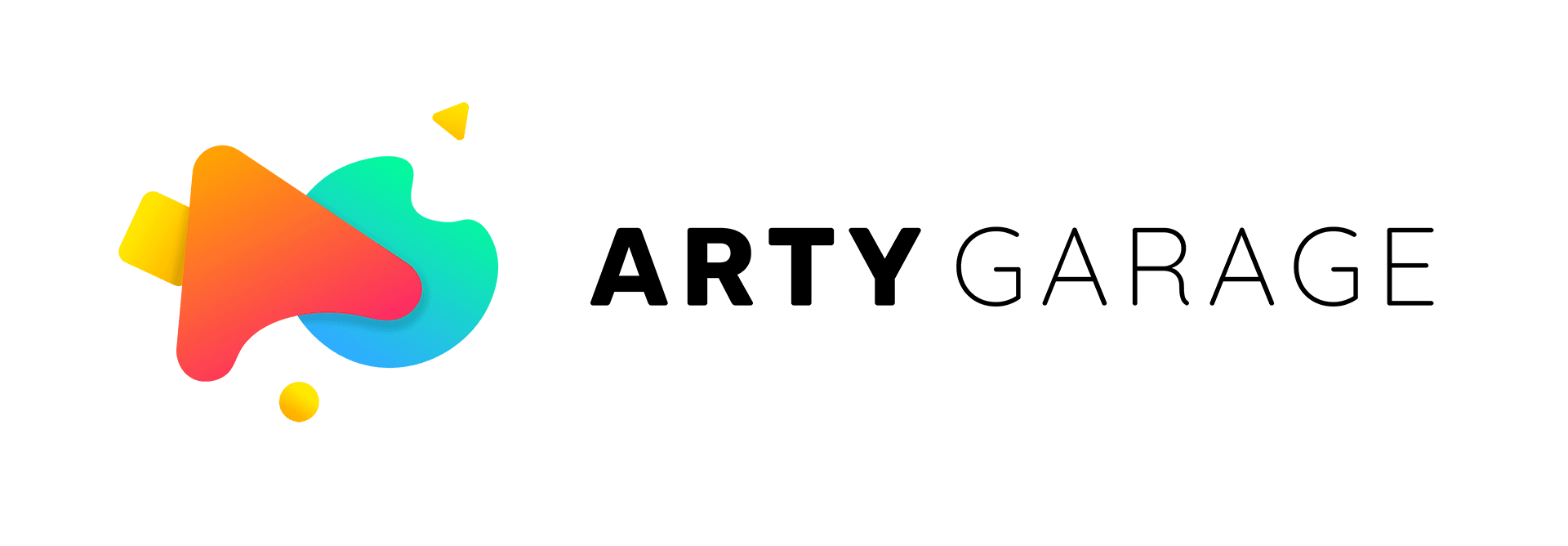 Logo d'Arty Garage, avec l'image colorée et l'ecriture du nom. 